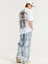 Distressed Dyed Gradient Washed Wide Leg Jeans 9