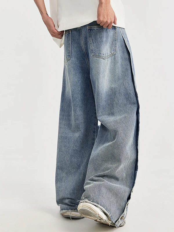 Distressed Washed Ripped Side Wide Leg Jeans 4