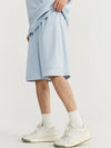 Embossed "Protection" Suede T-Shirt & Shorts Set in Blue Color 11