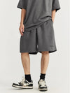 Embossed "Protection" Suede T-Shirt & Shorts Set in Grey Color 10