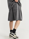 Embossed "Protection" Suede T-Shirt & Shorts Set in Grey Color 12