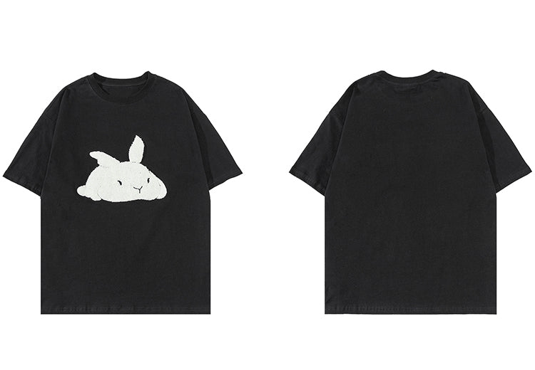Embroidered Rabbit T-Shirt in Black Color 2