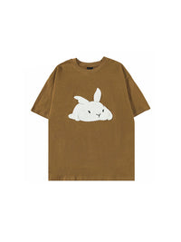 Embroidered Rabbit T-Shirt in Brown Color