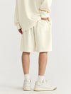 Embroidered "N.E.W"  Pique Long Sleeve T-Shirt & Shorts Set in Beige Color 11
