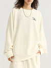 Embroidered "N.E.W"  Pique Long Sleeve T-Shirt & Shorts Set in Beige Color 8