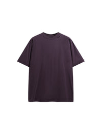 Embroidered "Respecting" Fray Mock Neck T-Shirt in Purple Color