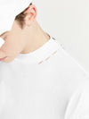 Embroidered "Respecting" Fray Mock Neck T-Shirt in White Color 7