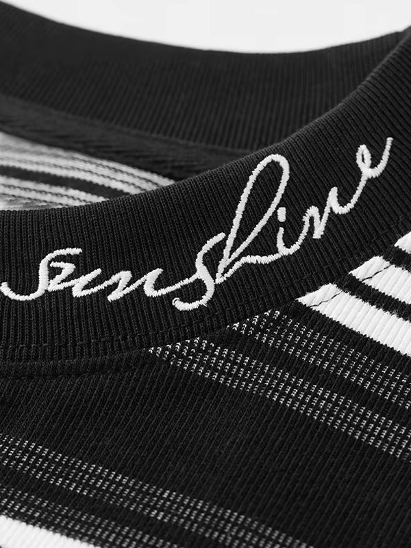 Embroidered "Sunshine" Striped T-shirt 3