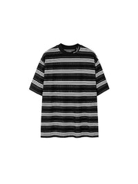 Embroidered "Sunshine" Striped T-shirt in Black Color 