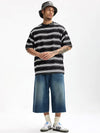 Embroidered "Sunshine" Striped T-shirt in Black Color 5
