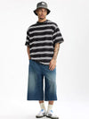 Embroidered "Sunshine" Striped T-shirt in Black Color 6