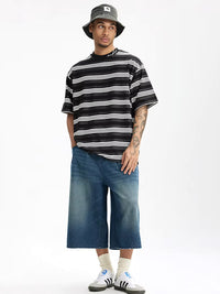Embroidered "Sunshine" Striped T-shirt in Black Color 6