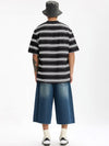 Embroidered "Sunshine" Striped T-shirt in Black Color 7