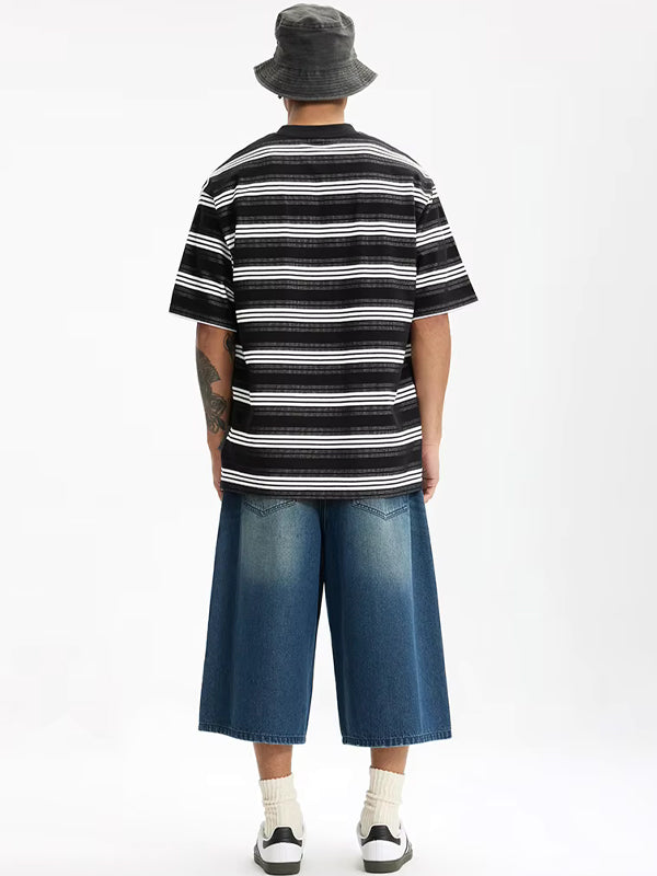 Embroidered "Sunshine" Striped T-shirt in Black Color 7