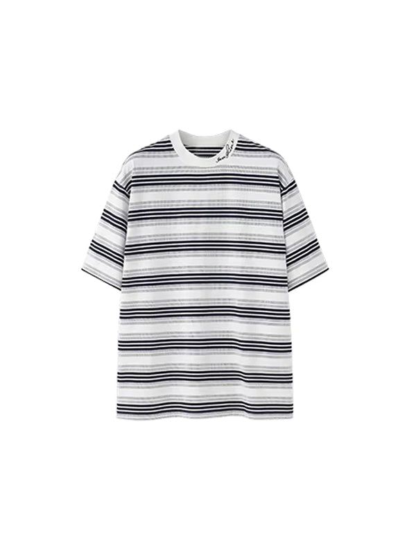 Embroidered "Sunshine" Striped T-shirt in White Color