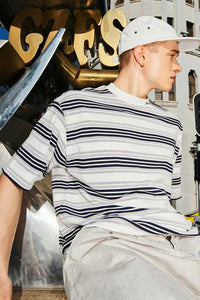 Embroidered "Sunshine" Striped T-shirt in White Color 4