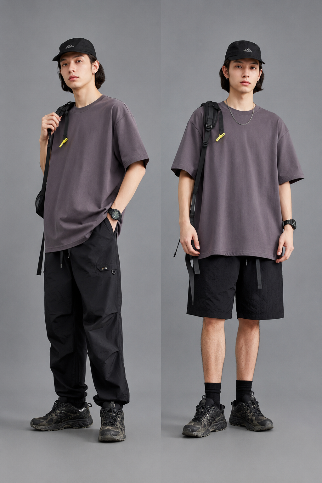 Essential Tech Relaxed-Fit T-Shirt in Plum Color 2