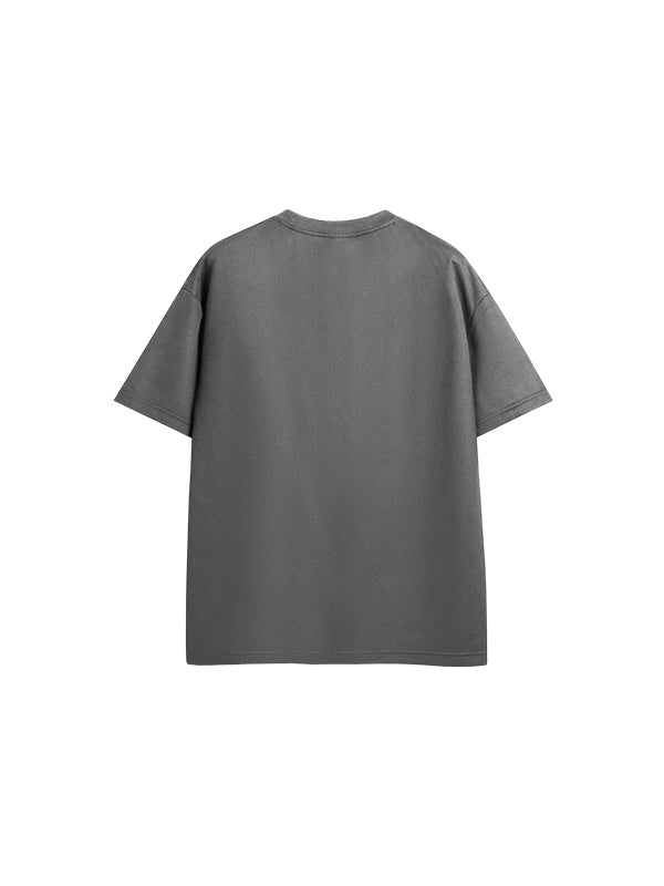 Faux Suede Drop Shoulder T-Shirt in Grey Color 2