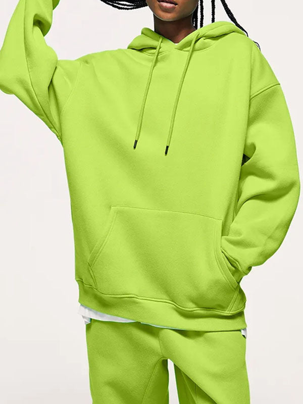 Fleece Hoodie in Flourescent Green Color 4