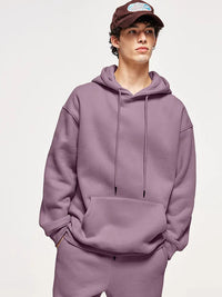 Fleece Hoodie in Grey Purple Color 2