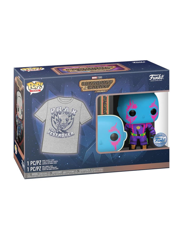 Funko Guardians of the Galaxy Vol 3 Drax Blacklight Vinyl Figure & T-Shirt Box Set 3