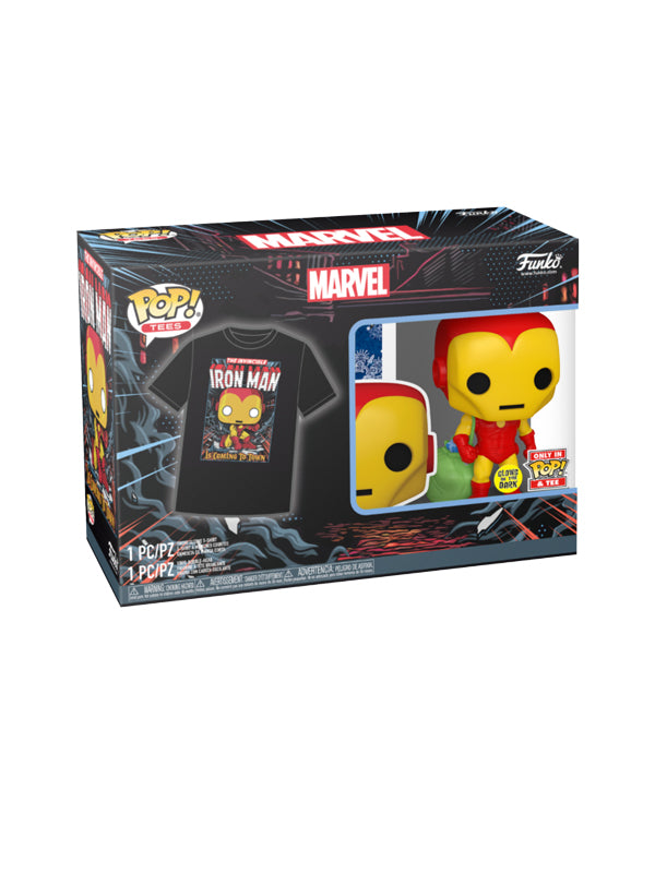 Funko Marvel Holiday Iron Man Glow-in-the-Dark Vinyl Figure & T-Shirt Box Set  3