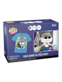 Funko Warner Bros. 100th Anniversary Looney Tunes x Scooby-Doo Bugs Bunny as Fred Jones Flocked Vinyl Figure & T-Shirt Box Set 3