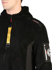 Geographical Norway Full Zip Hooded Jacket in Black Color 3