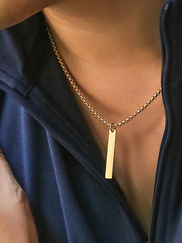 Gold Rectangle Pendant Necklace 5