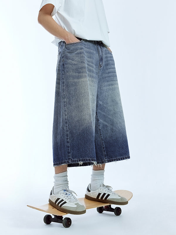 Gradient Wash Water Cropped Denim Trousers 10