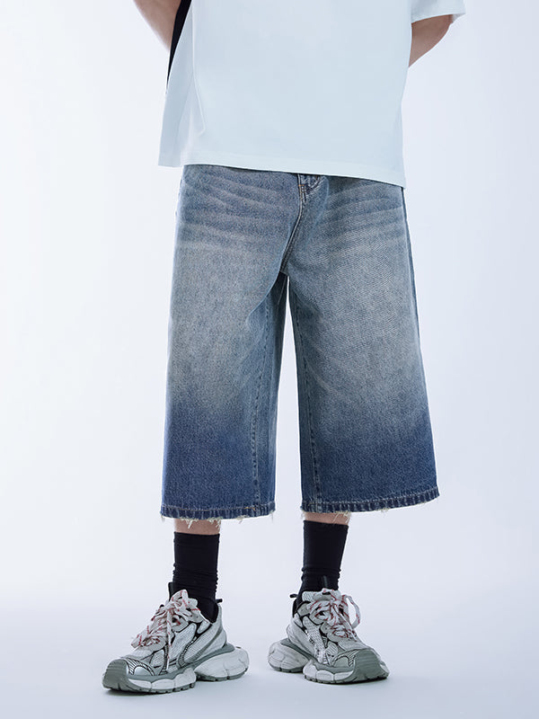 Gradient Wash Water Cropped Denim Trousers 5