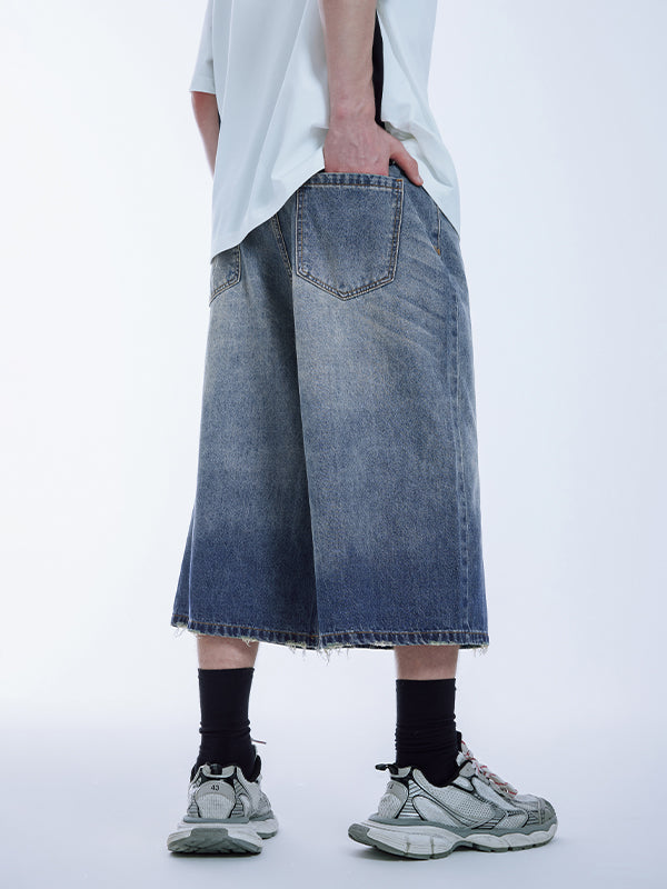 Gradient Wash Water Cropped Denim Trousers 6