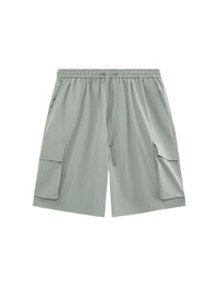 Gray Green Crepe Fabric Style Cargo Shorts