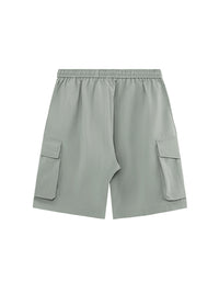 Gray Green Crepe Fabric Style Cargo Shorts 2