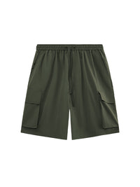 Green Crepe Fabric Style Cargo Shorts