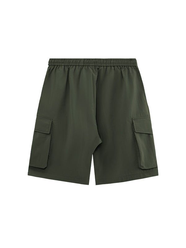 Green Crepe Fabric Style Cargo Shorts 2