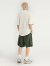 Green Crepe Fabric Style Cargo Shorts 4