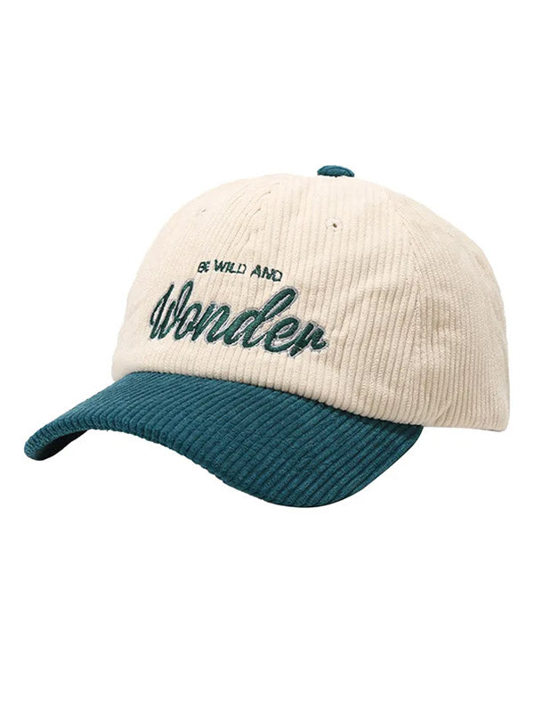 Green "Be Wild And Wonder" Corduroy Baseball Cap  2