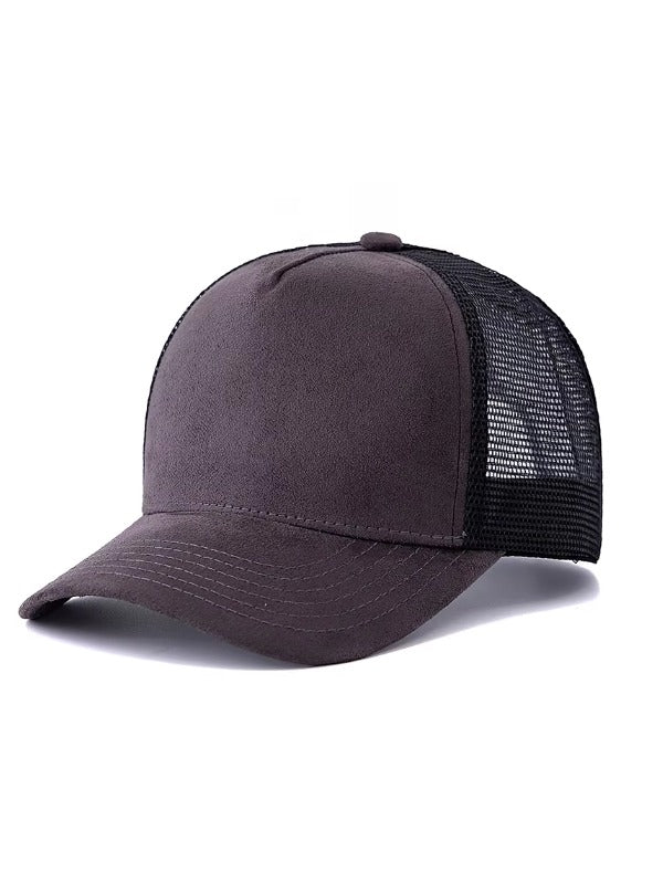Grey Curved Brim Trucker Cap