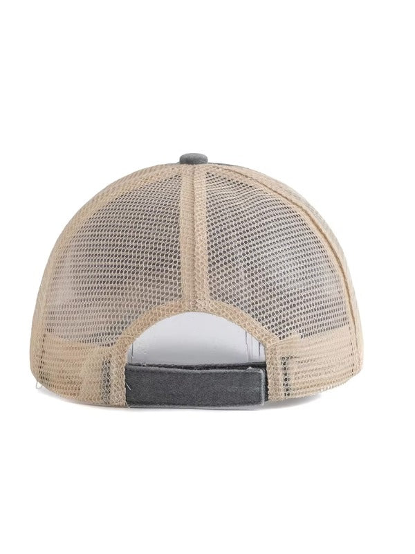 Grey Distressed Curved Brim Trucker Cap 4