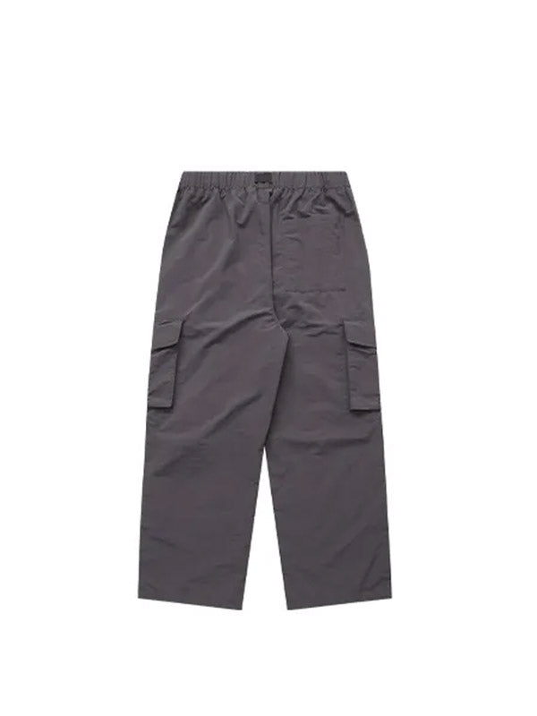 Grey Nylon Cargo Pants with Elastic Waist Belt 2