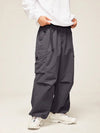 Grey Nylon Cargo Pants with Elastic Waist Belt 3
