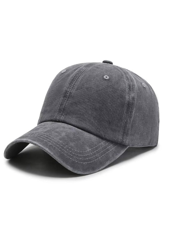 Grey Plain Washed Baseball Cap
