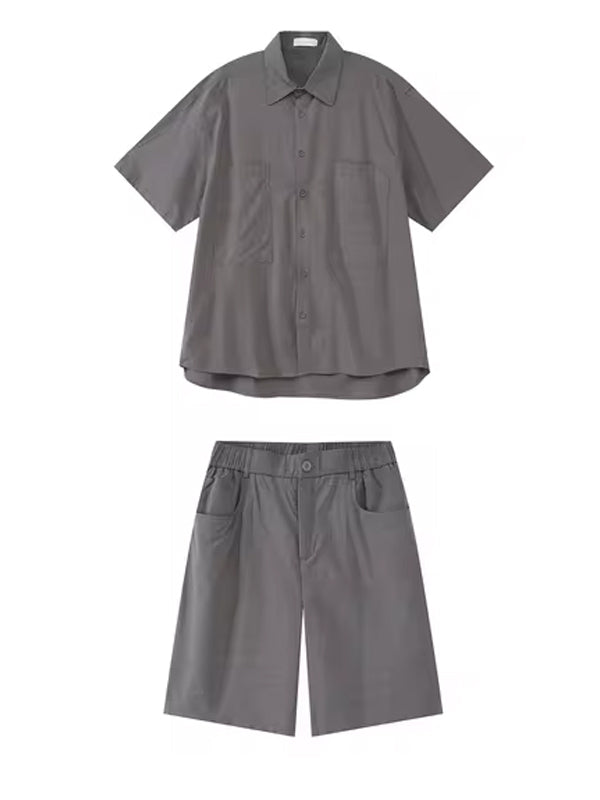 Grey Short Sleeve Shirt & Shorts Set