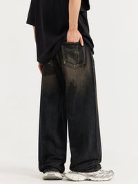 Hand Painted Mud Dyed Wide Leg Jeans 7