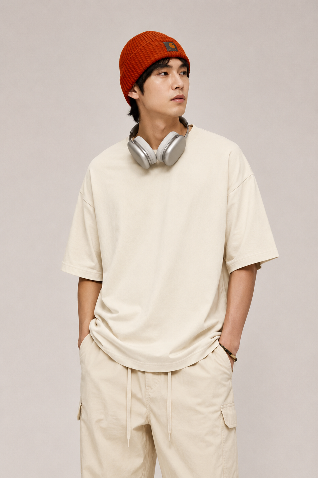 Heavyweight Oversized T-Shirt in Cream Color 2