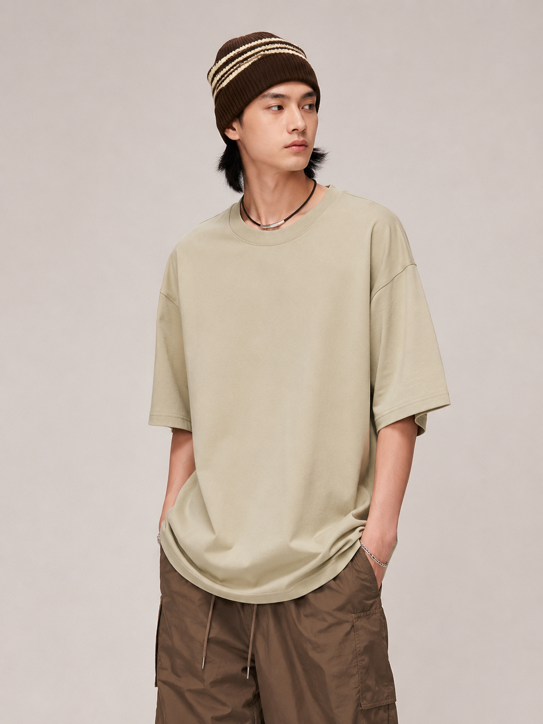 Heavyweight Oversized T-Shirt in Sand Color 3