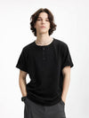 Henley Crew Neck T-Shirt in Black Color 3