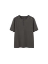 Henley Crew Neck T-Shirt in Dark Grey Color