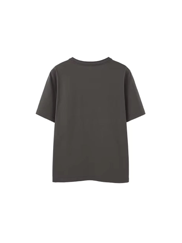 Henley Crew Neck T-Shirt in Dark Grey Color